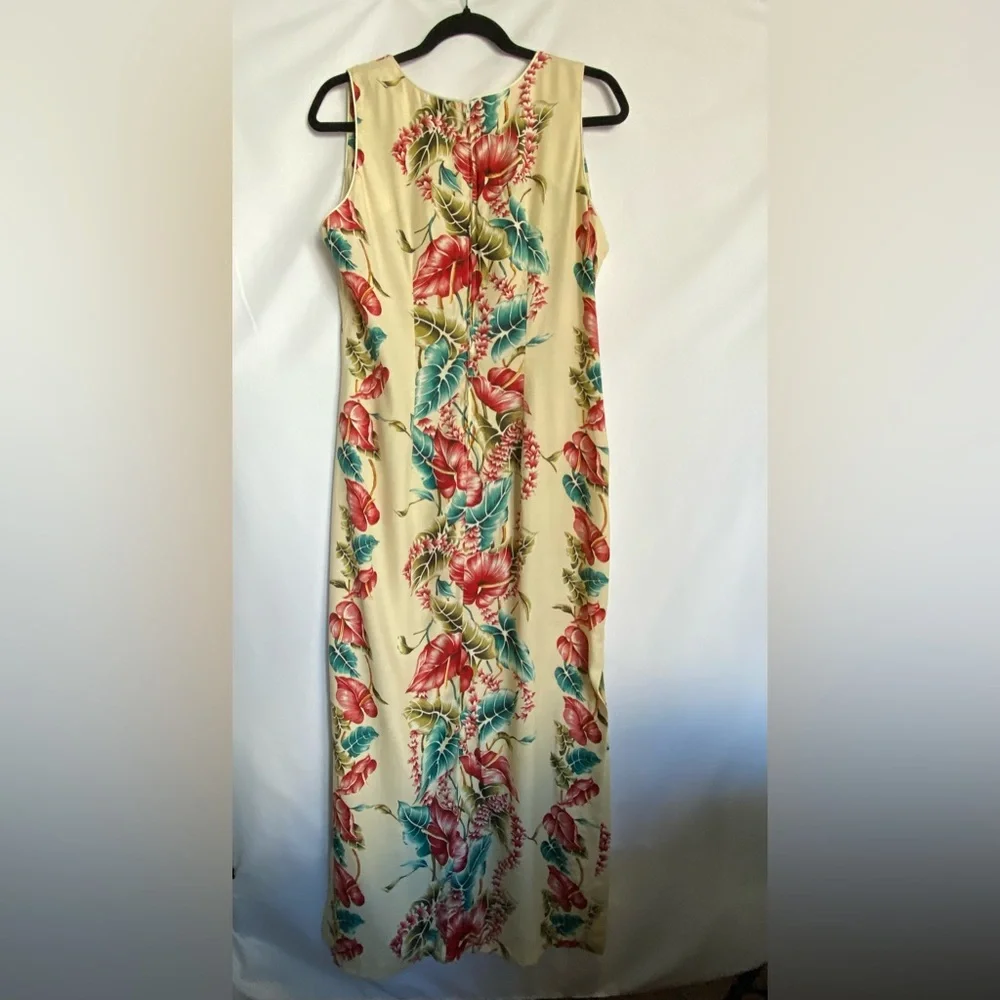 YOUNG HAWAII Sears Cream Tropical Maxi Dress with Red & Teal Floral Print - Picture 7 of 16